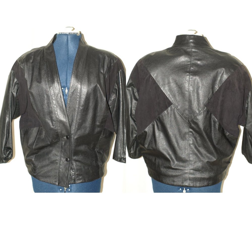 Vintage 80s oversized leather bomber jacket ss M